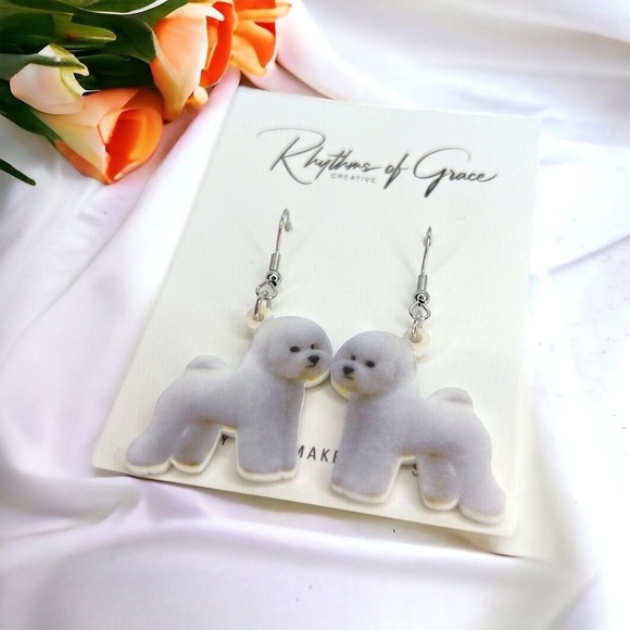 Bichon Bliss: Adorable Handmade Dangle Earrings for Dog Moms & Furbaby Lovers! - Picture 3 of 10